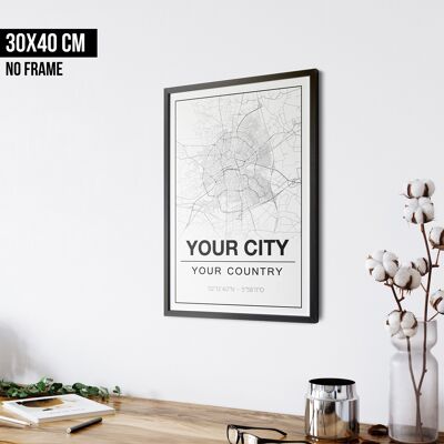 YOUR CITY - CITY MAP POSTER (30x40cm) - NO FRAME