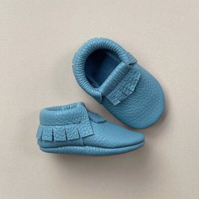 Leather Baby Moccasin Fringe shoe - Cornflower - Cornflower