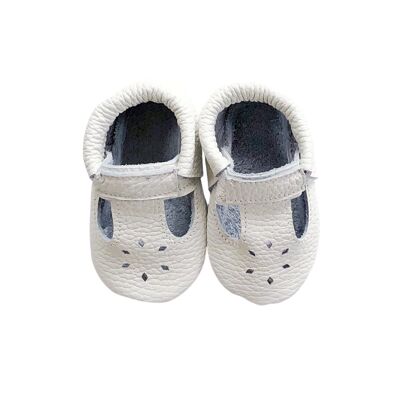 Leather Baby Moccasin shoe - White - White
