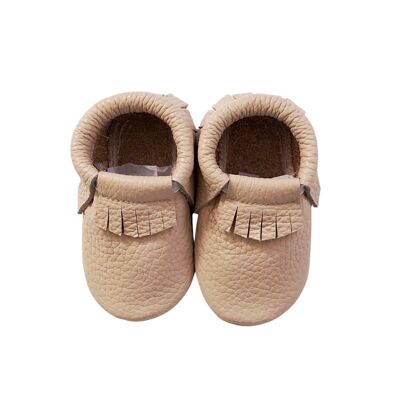 Leather Baby Moccasin Fringe shoe - Blush - Blush