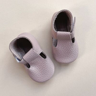 Leather Baby Moccasin Velcro shoe - Mauve - Mauve