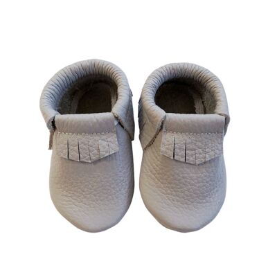 Leather Baby Moccasin Fringe shoe - Grey - Grey
