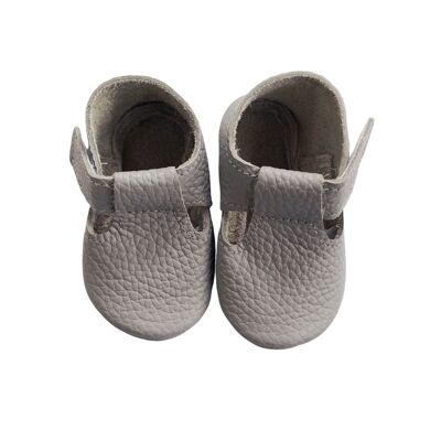 Leather Baby Moccasin Velcro shoe - Grey - Grey