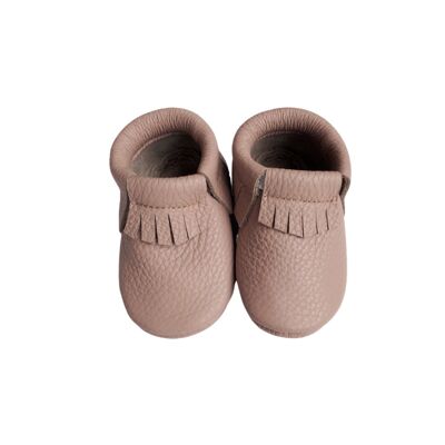 Leather Baby Moccasin Fringe shoe - Mauve - Mauve