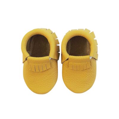 Leather Baby Moccasin Fringe shoe - Mustard - Mustard