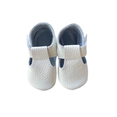 Leather Baby Moccasin Velcro shoe - White - White