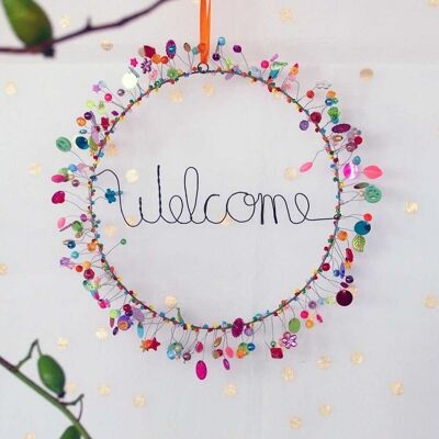 Decoration SPARKLE Welcome in wreath