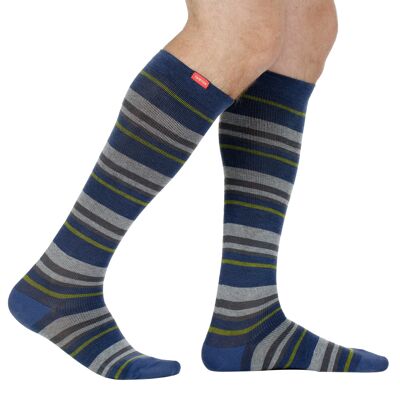 Compression Socks with Wide Calf (15-20 mmHg) Cotton - Steel Blue
