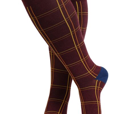 Compression Socks with Wide Calf (15-20 mmHg) Cotton - Maroon & Gold