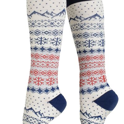 Compression Socks with Wide Calf (15-20 mmHg) Cotton - Red & Navy