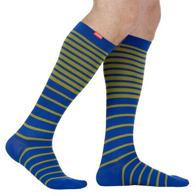 Compression Socks with Wide Calf (15-20 mmHg) Nylon - Blue & Moss
