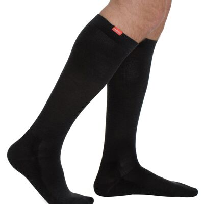 Compression Socks with Wide Calf (15-20 mmHg) Merino Wool - Black