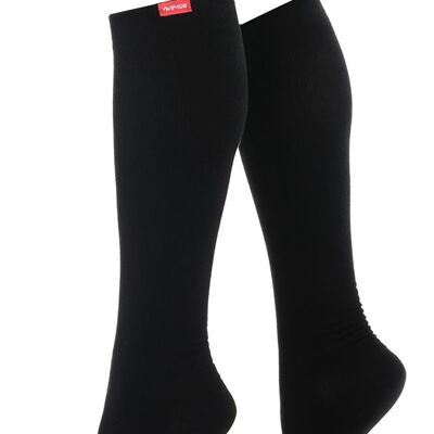 Compression Socks with Wide Calf (20-30 mmHg) Moisture-Wick Nylon - Black