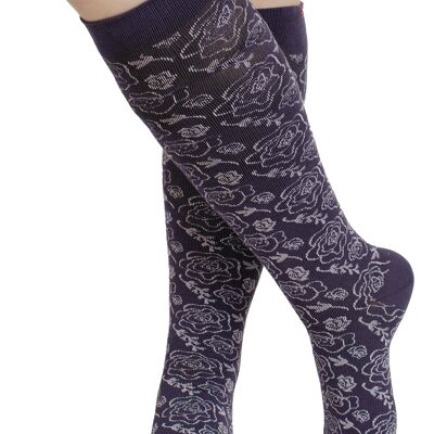 Compression Socks with Wide Calf (20-30 mmHg) Merino Wool - Vintage Purple
