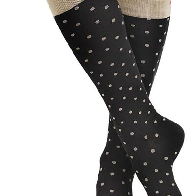 Compression Socks with Wide Calf (30-40 mmHg) Cotton - Black & Tan