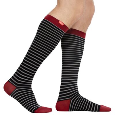 Compression Socks with Wide Calf (30-40 mmHg) Nylon - Black & Grey