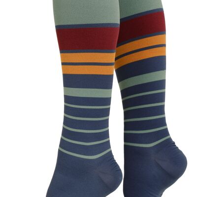 Compression Socks with Wide Calf (30-40 mmHg) Nylon - Slate Blue & Maroon