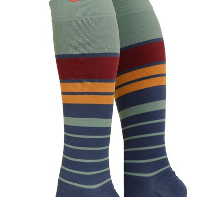 Compression Socks with Wide Calf (30-40 mmHg) Nylon - Slate Blue & Maroon