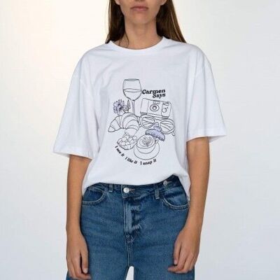 Printed T-shirt with round neck and short sleeves