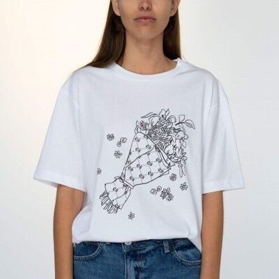 Blumen T-ShirtT mit Rundhalsausschnitt und kurzen Ärmeln