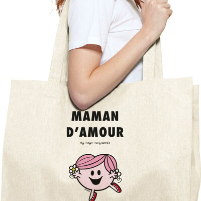 LARGE NATURAL SHOPPING BAG MOM OF LOVE