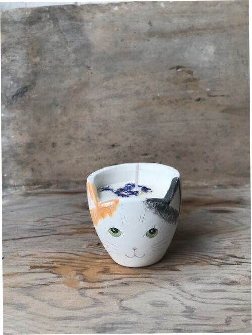 Merryfield Pottery Shabby Chic cat candlepot - Tortoiseshell
