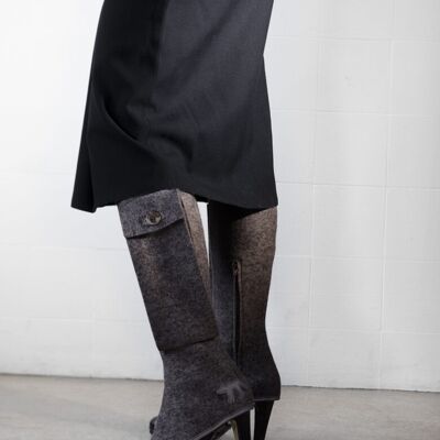 Pocket Jane Wool Felt Gaiters - Dark-brown Around-5-cm-2-inch-custom-made