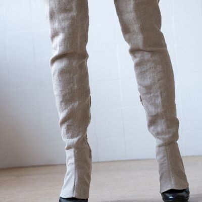 Summer legwear over-the-knee in cool linen - around 5 cm / 2 inch