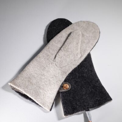 Long Mittens | black & blond natural wool felt