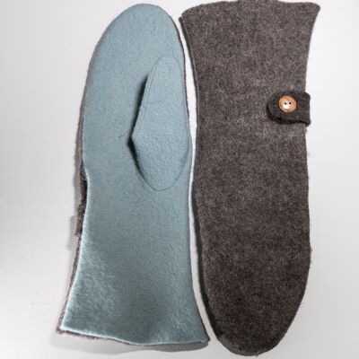 Long woolen mittens | natural brown & baby blue-custom-made