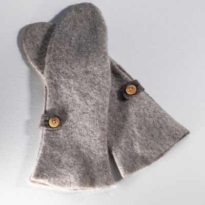 Long Mittens | motorcycle style in six wool felt blends - Brown