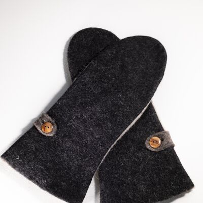 Long Mittens | motorcycle style in six wool felt blends - Anthracite