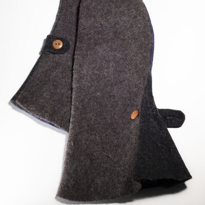 Long Mittens | motorcycle style in six wool felt blends - Dark-brown-custom-made