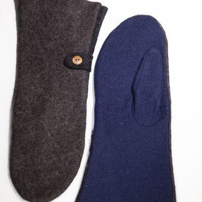 Long Mittens | dark brown & navy blue-custom-made