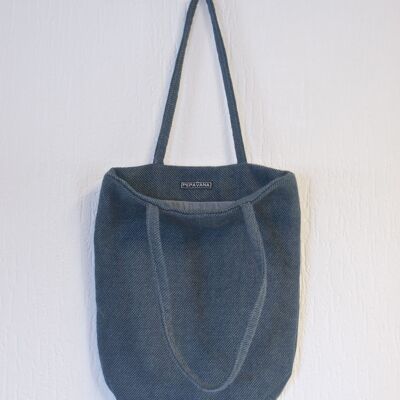 Blue Tweed Mini Shopper Bag