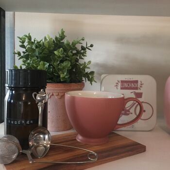 6 pièces Tasse à thé rose en terre cuite 2