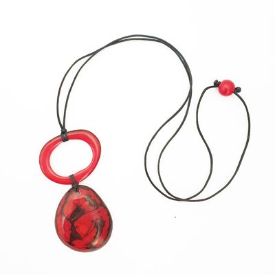 Tupi Tagua Nut Pendant - Red