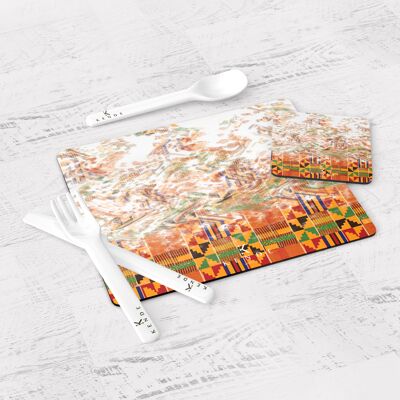 Zaina Flame Placemats and Coasters - Medium - Four