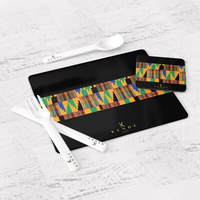 Thema Black Placemats & Coasters - Large - Four