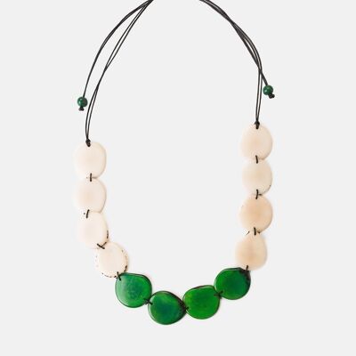 Medellin Tagua Slice Adjustable Necklace - Green/White