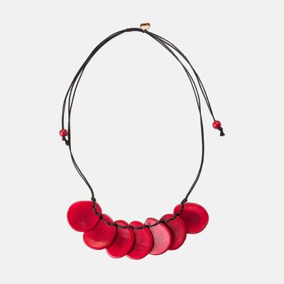 Bogota Tagua Slices Adjustable Necklace - Red