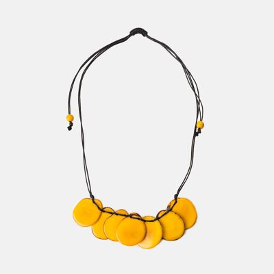 Bogota Tagua Slices Adjustable Necklace - Yellow