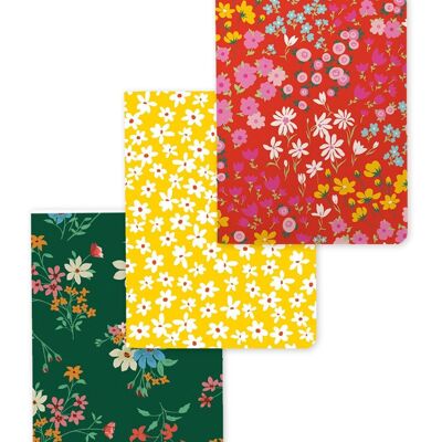 Petit ensemble floral de 3 carnets / SKU166