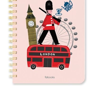 Carnet de notes de Londres – ligné, couverture rigide, spirale, illustration dessinée à la main / SKU179