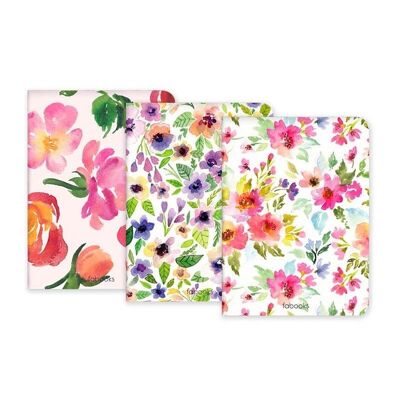 Ensemble de 3 carnets fleurs printanières / SKU183