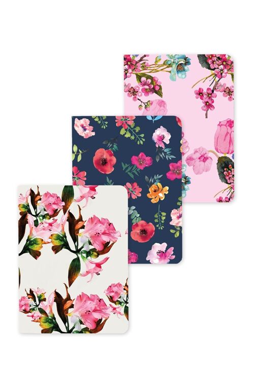 Pink Flowers Set of 3 Notebooks / SKU200