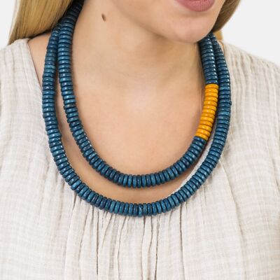 Rio Double Necklace - Denim Blue/Yellow