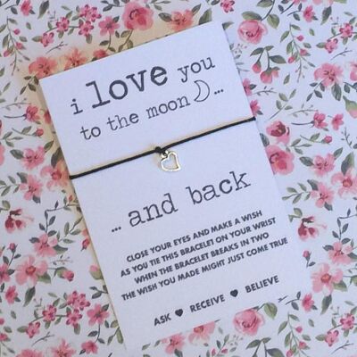 I Love you to the Moon and Back Wish String White Card