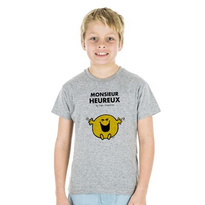 TSHIRT GRIS CHINÉ Monsieur heureux - Kid