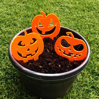 Set di 3 picchetti ornamentali per decorazioni da giardino "Zucche di Halloween" / 3SH115FO